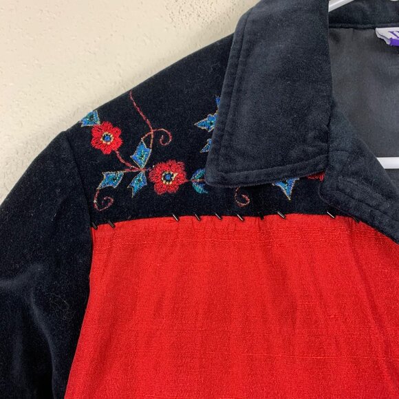 VTGJM Collection Patchwork Floral Embroidered Beaded Velour Jacket Sz Large - Picture 3 of 7